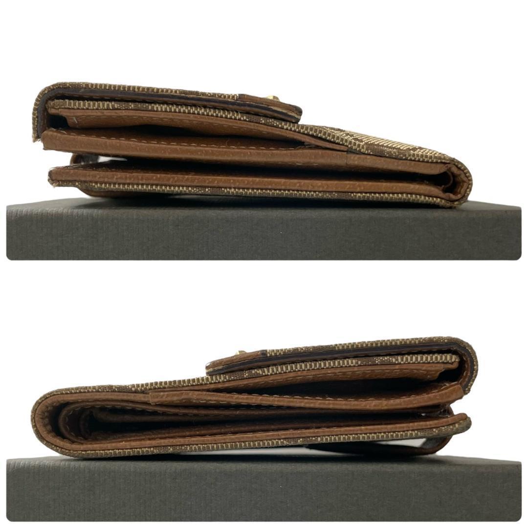 【美品】 GUCCI グッチ 二つ折り財布 GG キャンバス スタッズ レザー