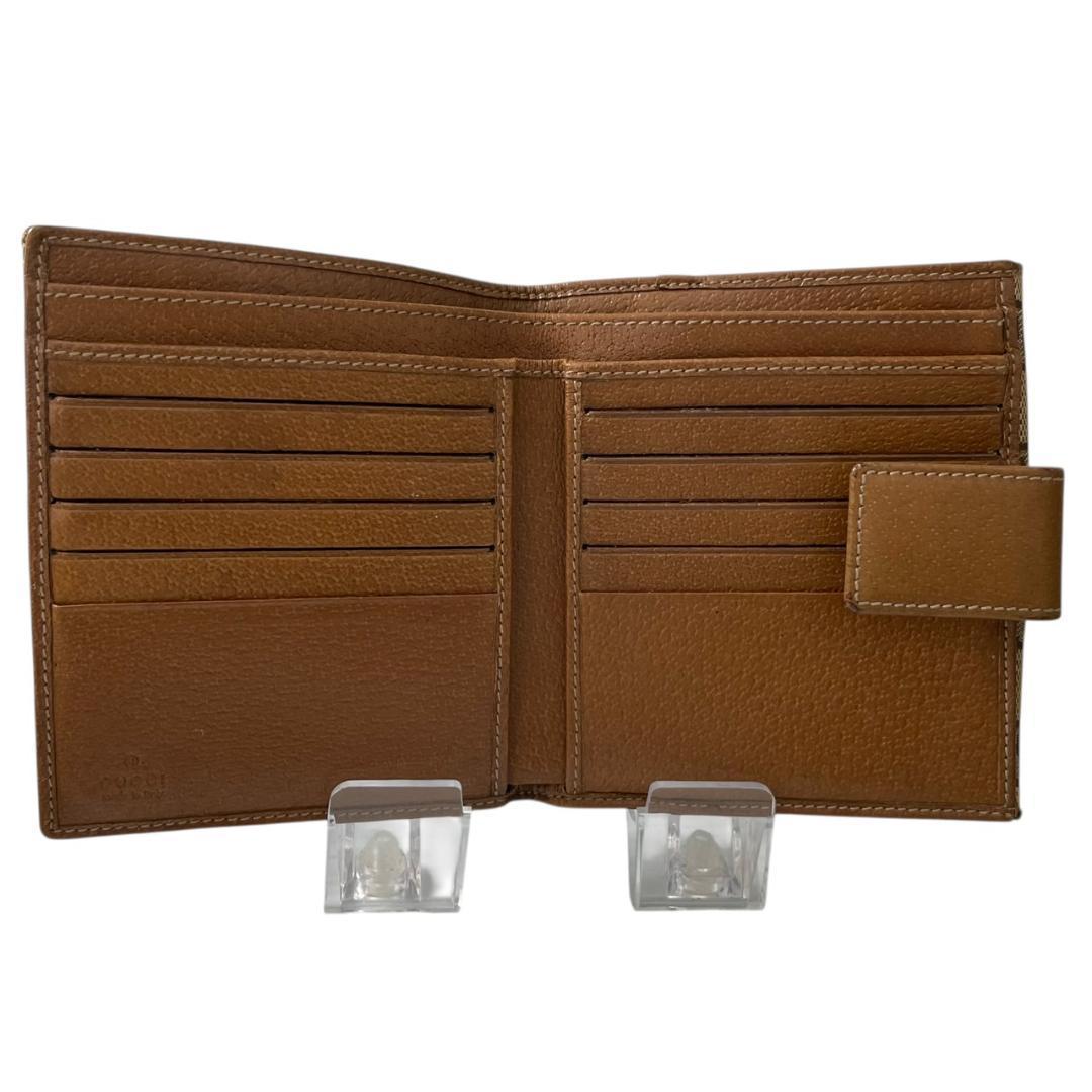 【美品】 GUCCI グッチ 二つ折り財布 GG キャンバス スタッズ レザー