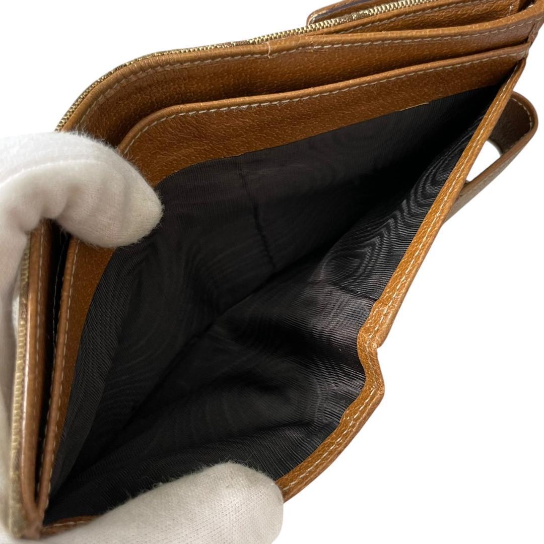 【美品】 GUCCI グッチ 二つ折り財布 GG キャンバス スタッズ レザー