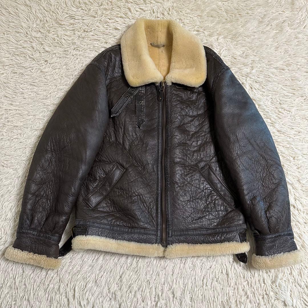 【フライトジャケット】ムートンジャケット B3 レザー 本革ブラウン XL