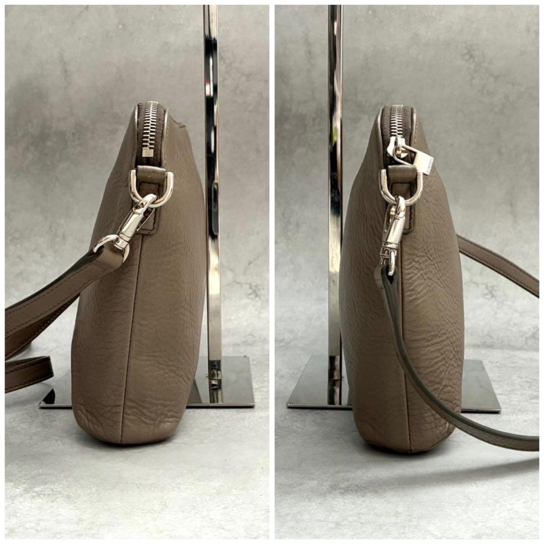 ✨美品✨ヒロフ HIROFU ショルダーバッグ Hロゴ シボ革 グレージュ