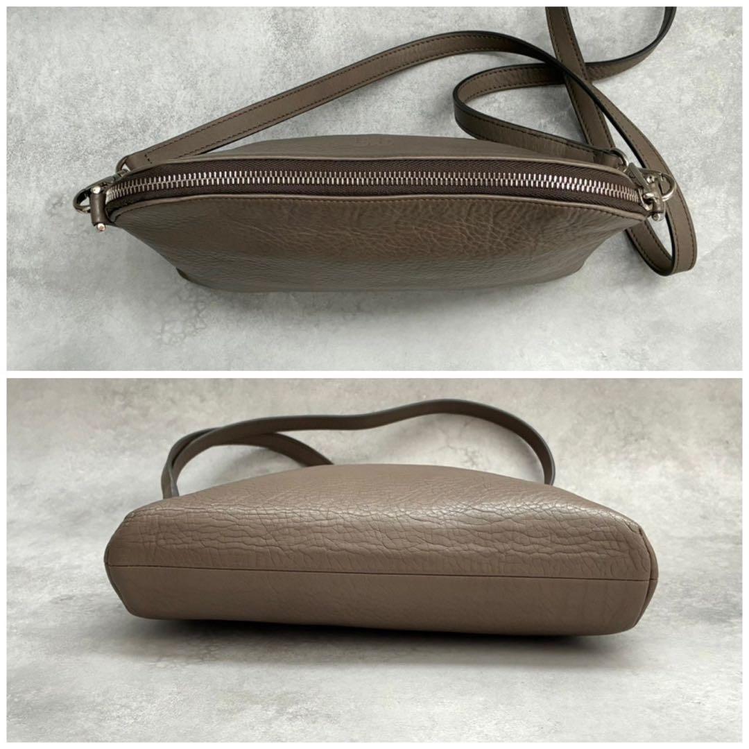 ✨美品✨ヒロフ HIROFU ショルダーバッグ Hロゴ シボ革 グレージュ