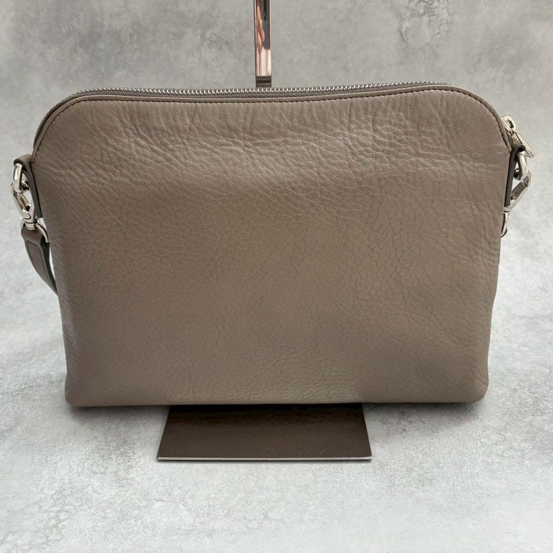 ✨美品✨ヒロフ HIROFU ショルダーバッグ Hロゴ シボ革 グレージュ