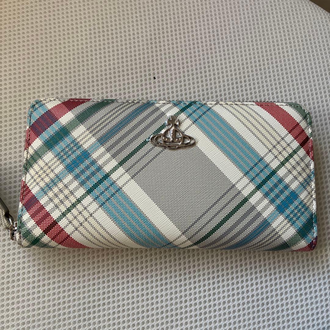 新品　ヴィヴィアンウエストウッド　ラウンドジップ長財布　チェック　ORB