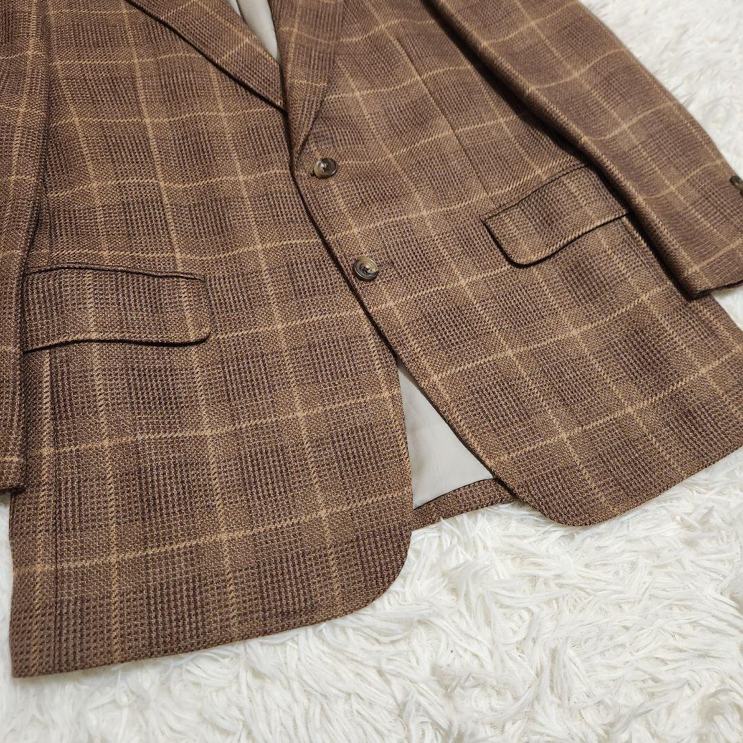 【美品】ポールスチュアート チェック テーラードジャケット ブラウン