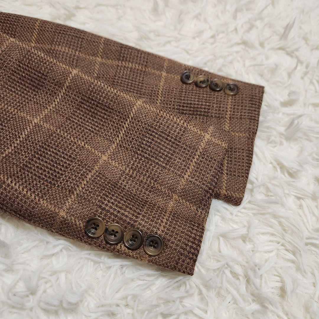 【美品】ポールスチュアート チェック テーラードジャケット ブラウン