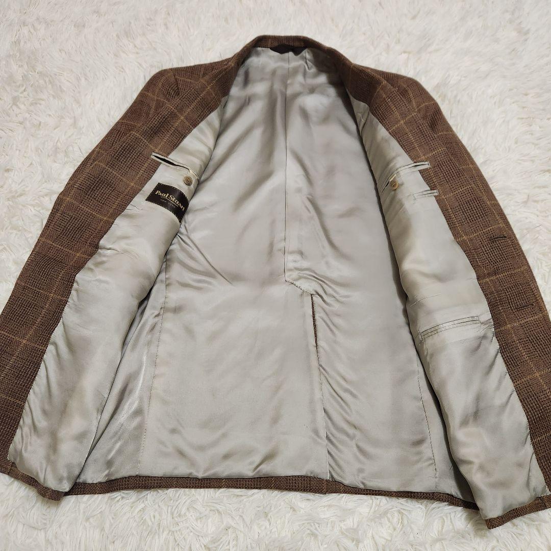 【美品】ポールスチュアート チェック テーラードジャケット ブラウン