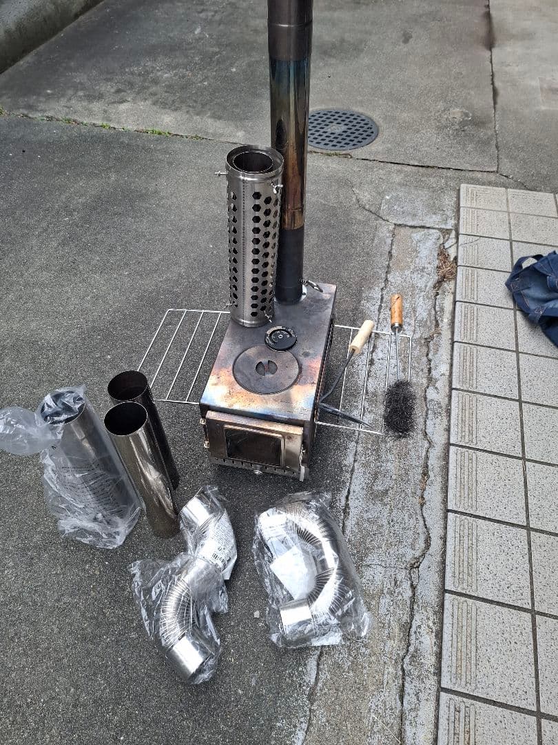SENQI OUTDOOR 薪ストーブ 一式セット収納バッグ・煙突パーツ多数付き