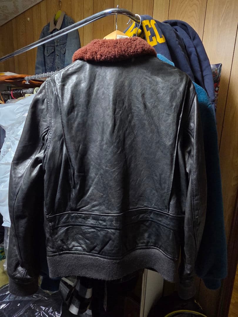 Johnbull レザー G-1 フライトジャケット ボア襟付き　古着