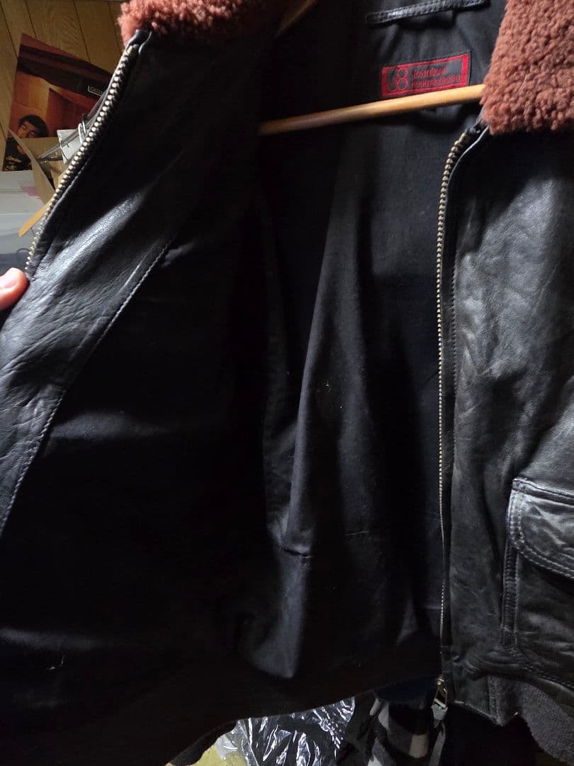 Johnbull レザー G-1 フライトジャケット ボア襟付き　古着