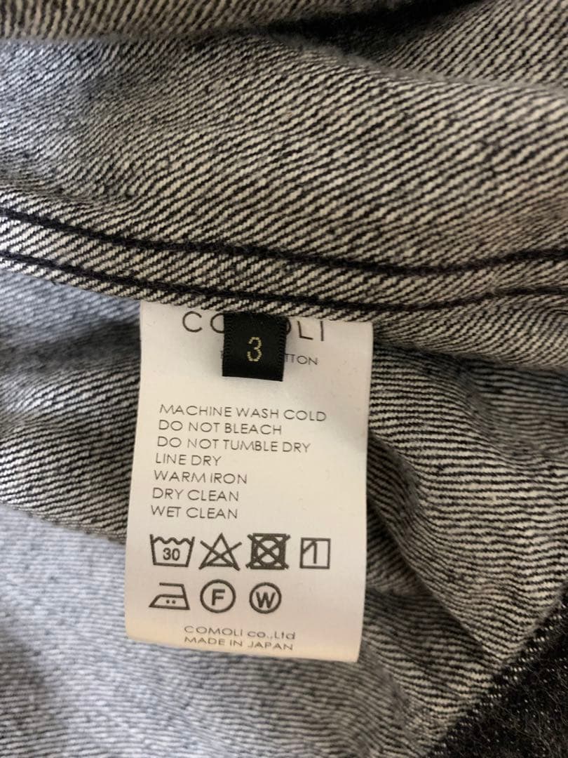 comoliデニムジャケットブラックエクリュサイズ3