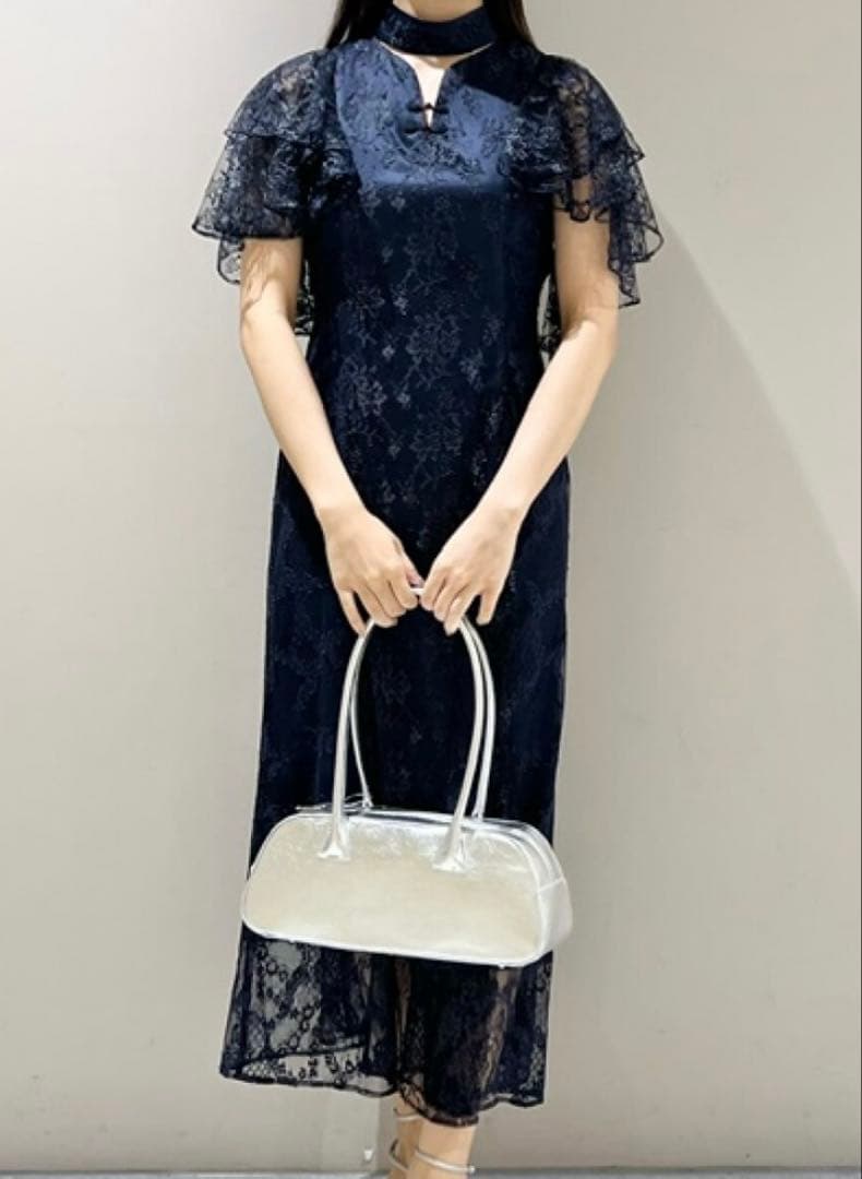 リリーブラウン　レースチャイナドレス（NVY 0サイズ）