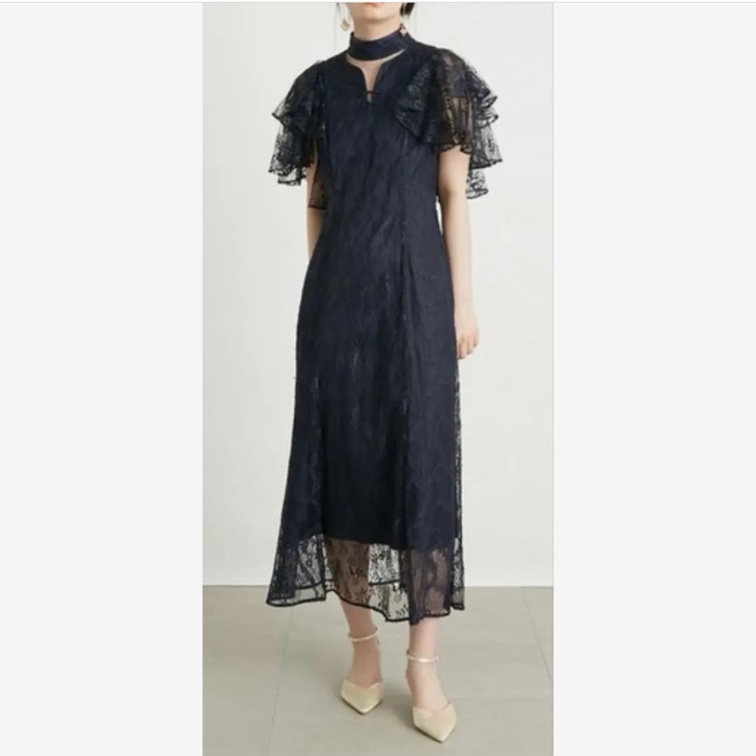 リリーブラウン　レースチャイナドレス（NVY 0サイズ）