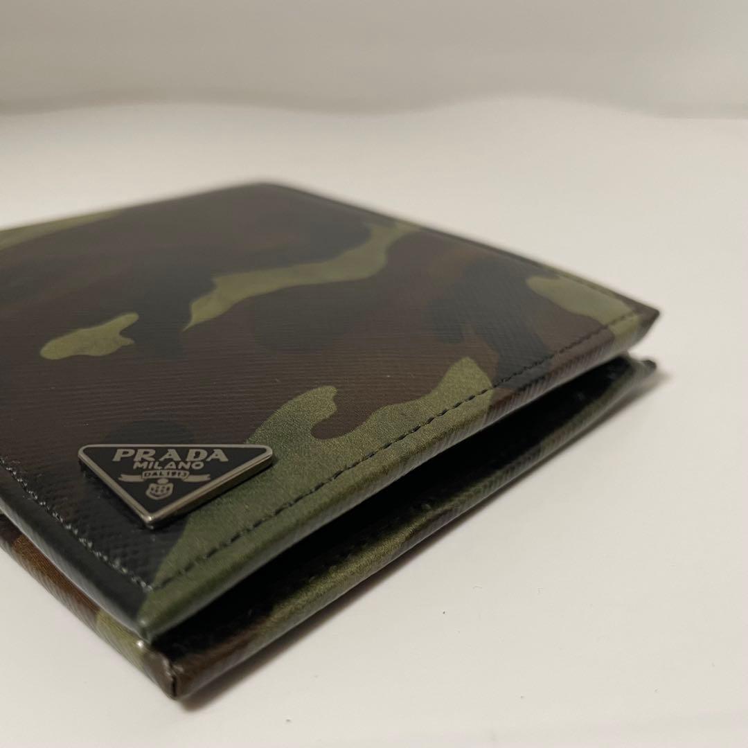 ✨️未使用保管✨️ PRADA 財布　迷彩柄　黒　レザー　メンズ