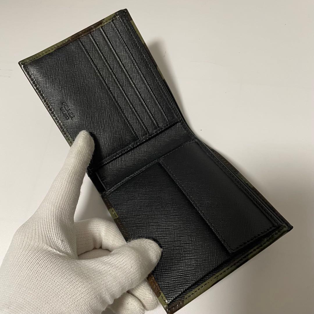 ✨️未使用保管✨️ PRADA 財布　迷彩柄　黒　レザー　メンズ
