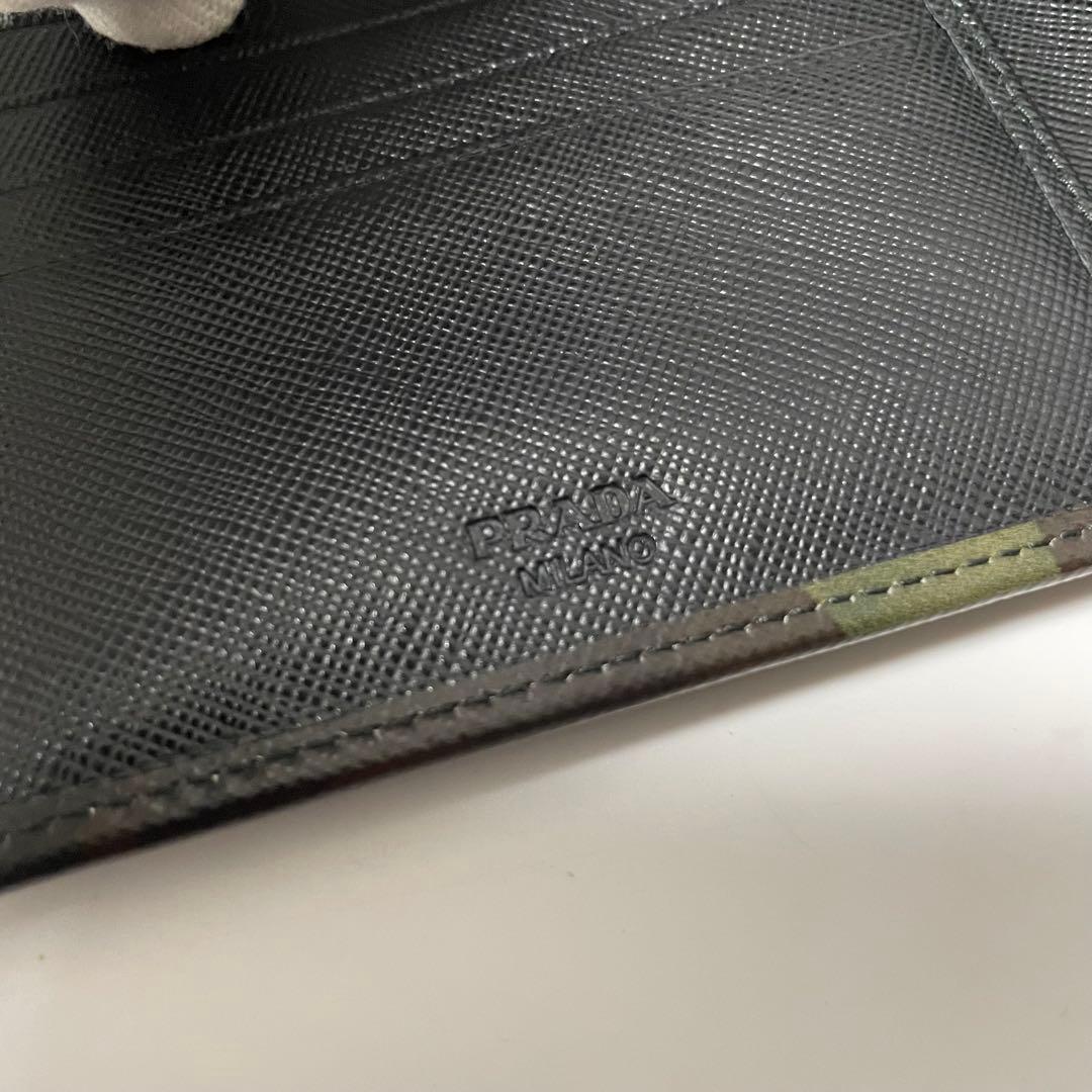 ✨️未使用保管✨️ PRADA 財布　迷彩柄　黒　レザー　メンズ