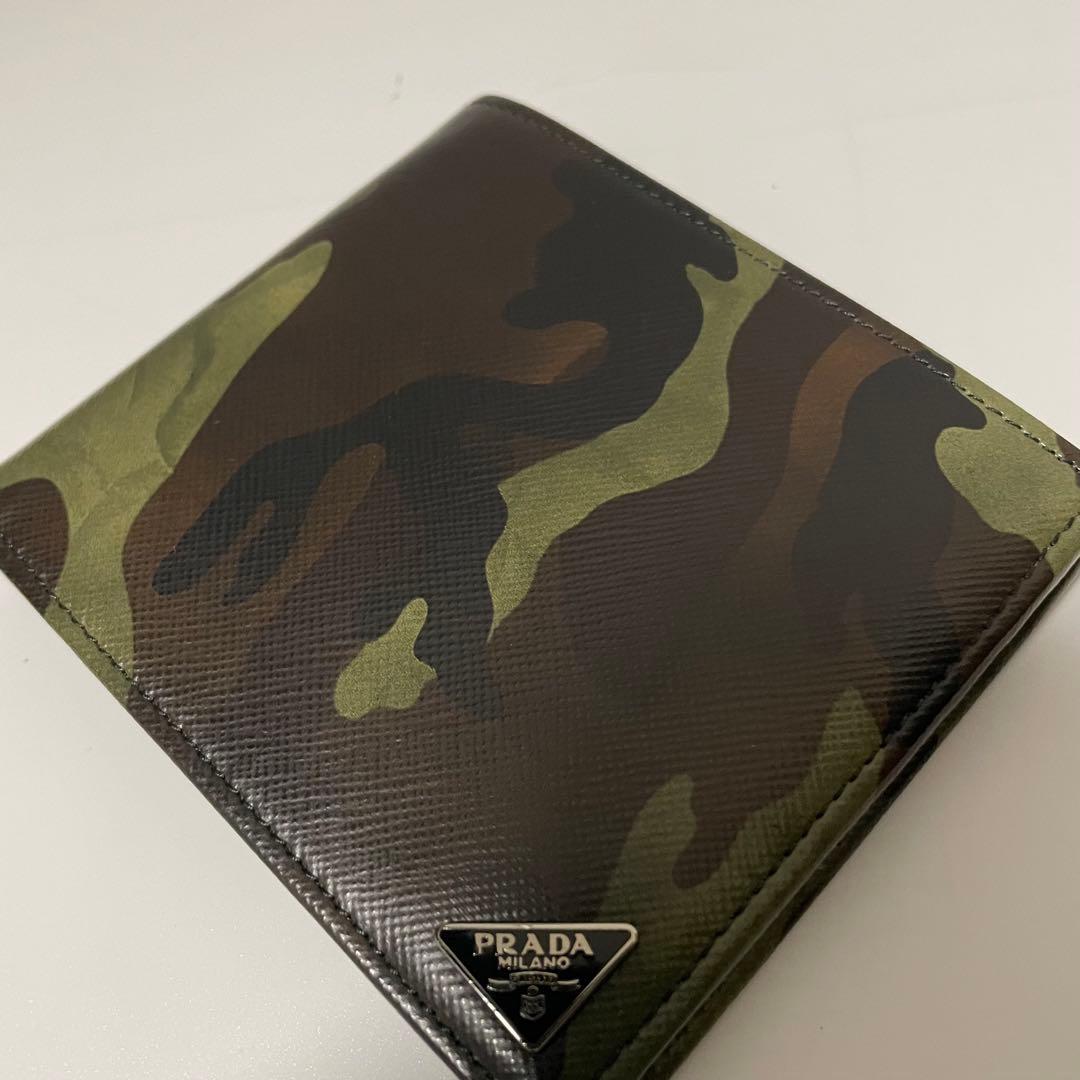 ✨️未使用保管✨️ PRADA 財布　迷彩柄　黒　レザー　メンズ