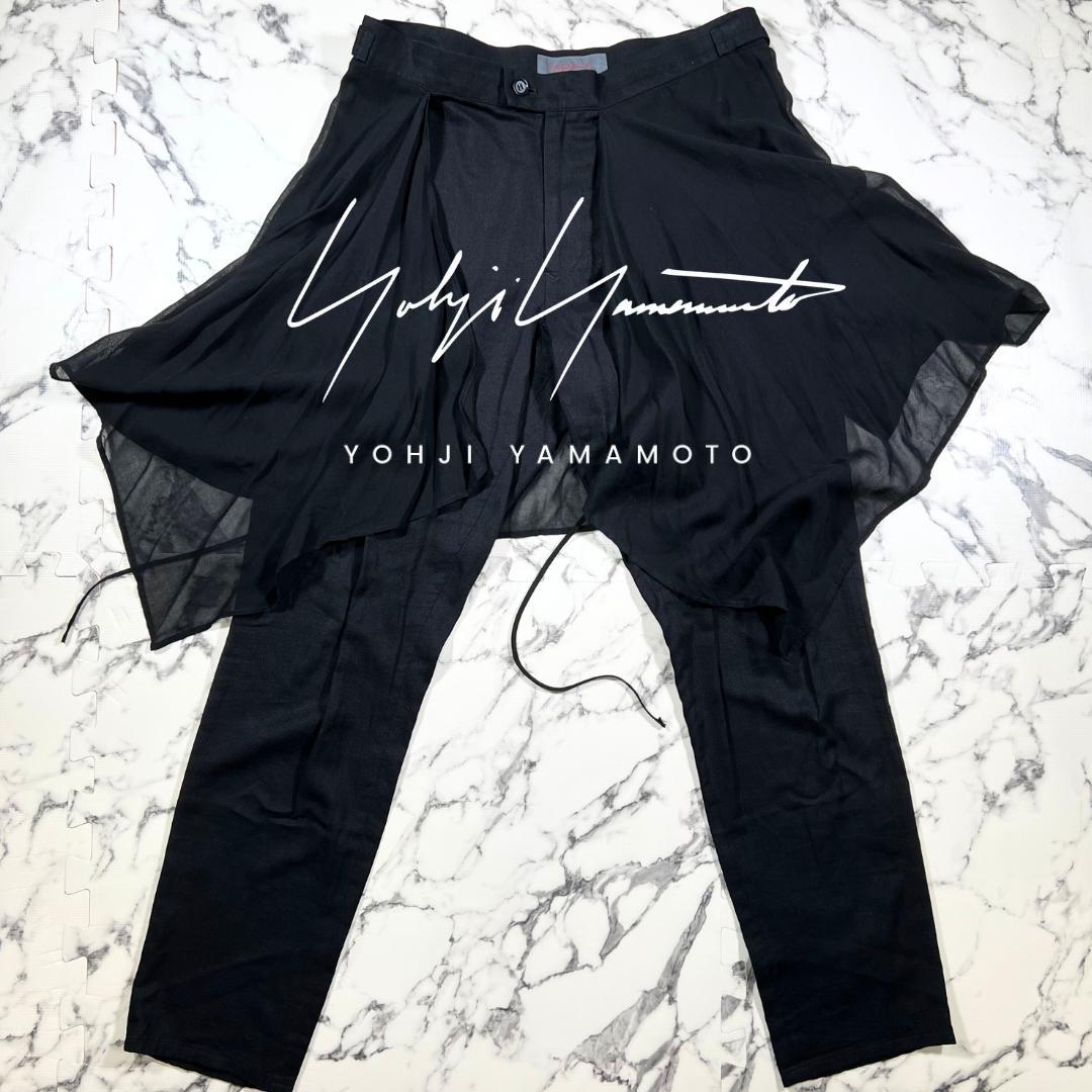 ✨極美品✨Yohji Yamamoto 麻綿 スカート ラップパンツ 黒 S