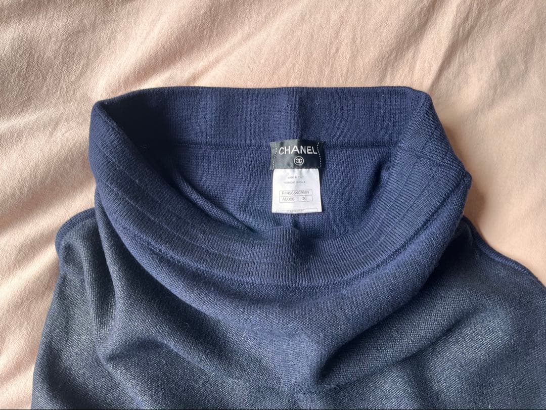 シャネル★ネイビー★ニット★ミニスカート★ロゴエンボス