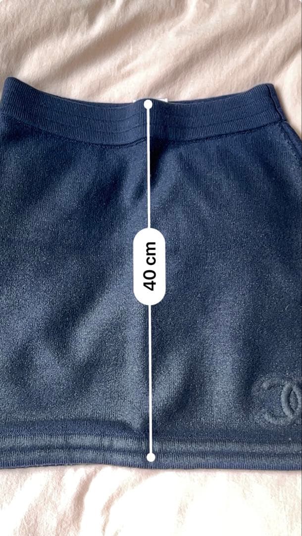 シャネル★ネイビー★ニット★ミニスカート★ロゴエンボス