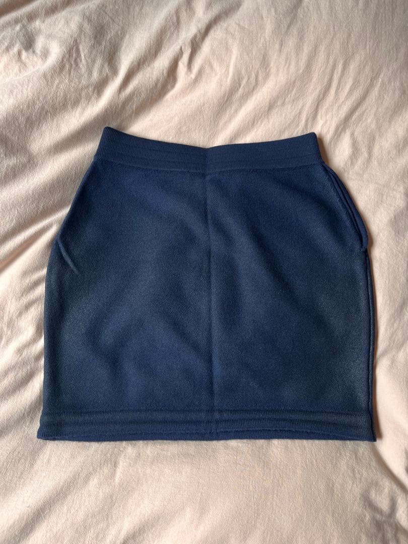 シャネル★ネイビー★ニット★ミニスカート★ロゴエンボス