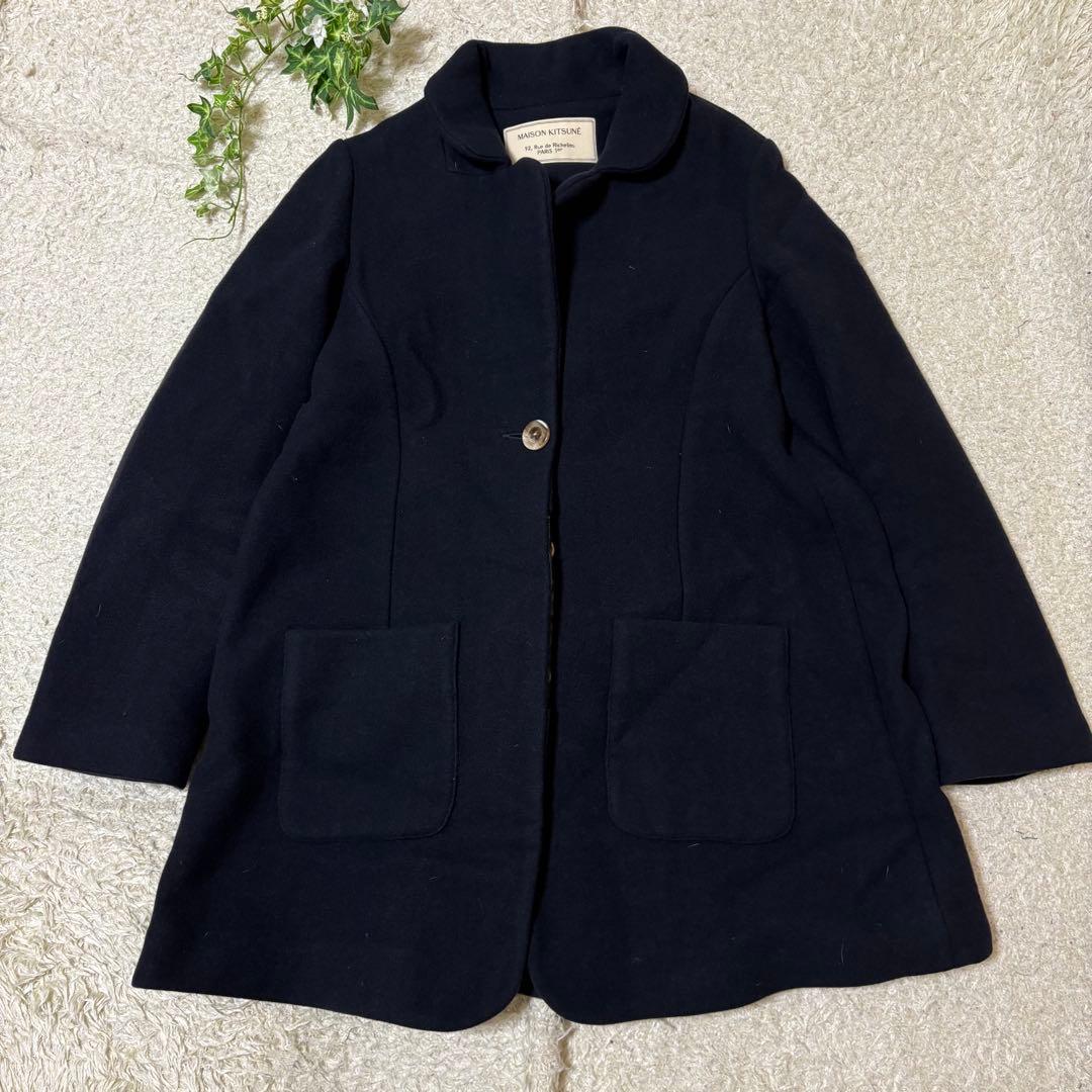 MAISON KITSUNÉ ネイビーウールコート　レディース　ショート