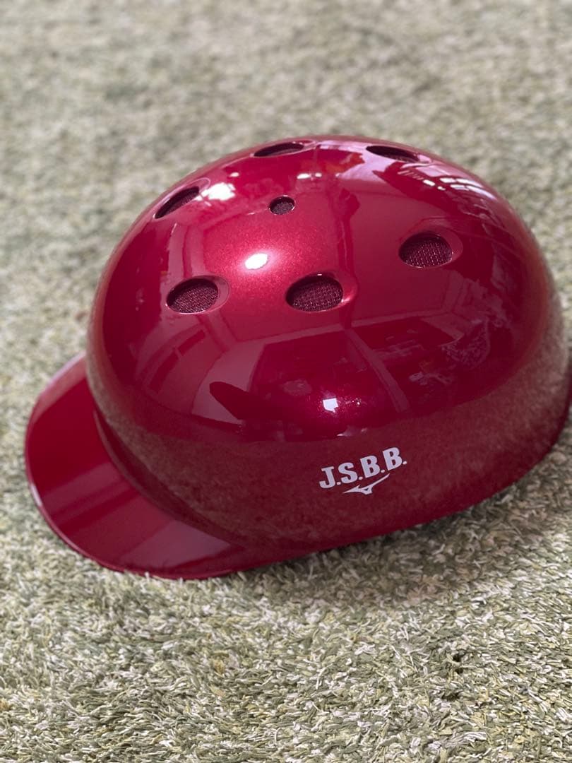 新品ミズノJSBB 軟式キャッチャーヘルメット メタリックレッド 収納袋付き