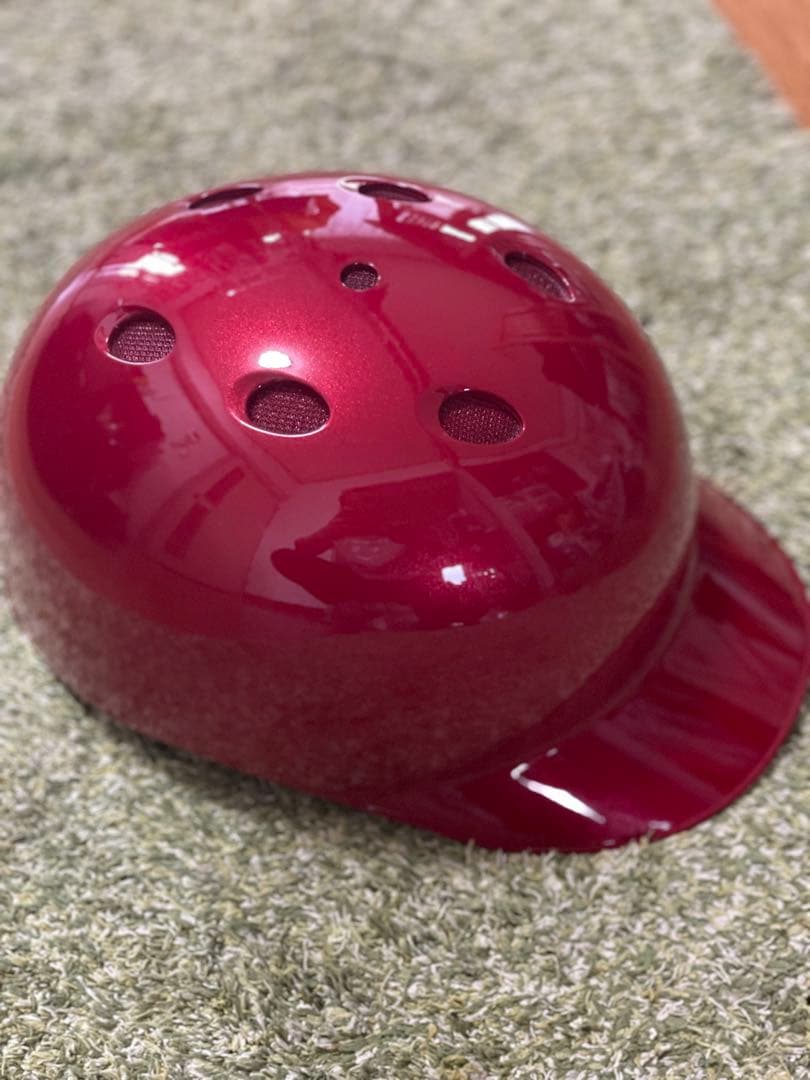 新品ミズノJSBB 軟式キャッチャーヘルメット メタリックレッド 収納袋付き
