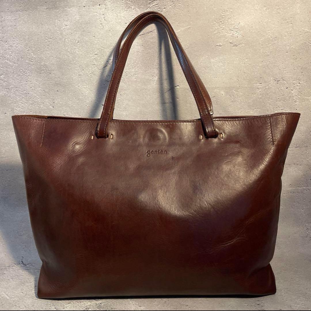 ゲンテン　アマーノ　トートバッグ　肩がけ　ダークブラウン
