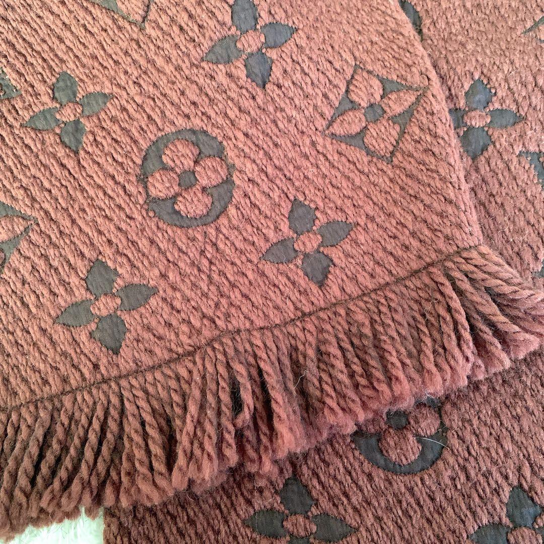 LOUIS VUITTON マフラー エシャルプ ロゴマニア ブラウン