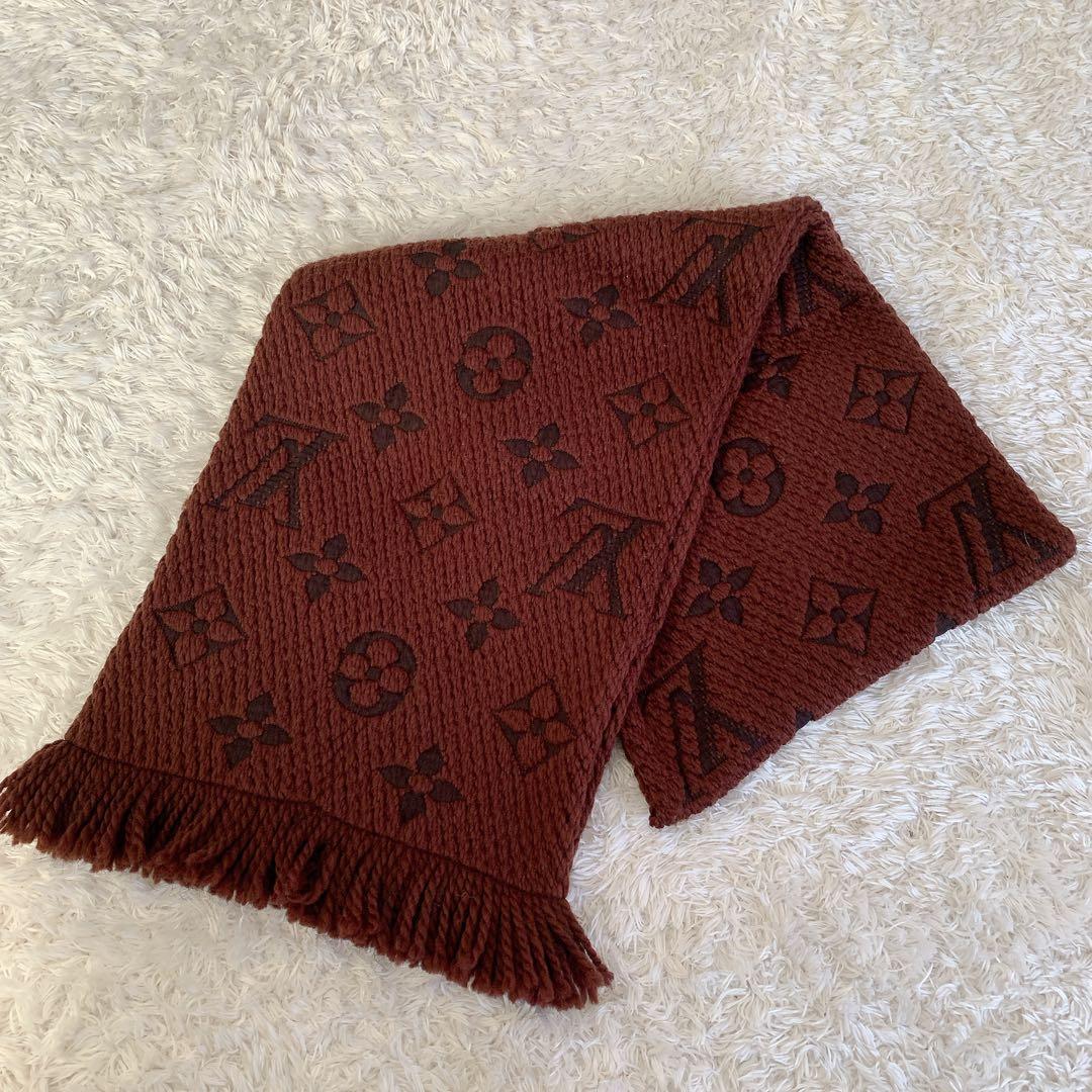 LOUIS VUITTON マフラー エシャルプ ロゴマニア ブラウン