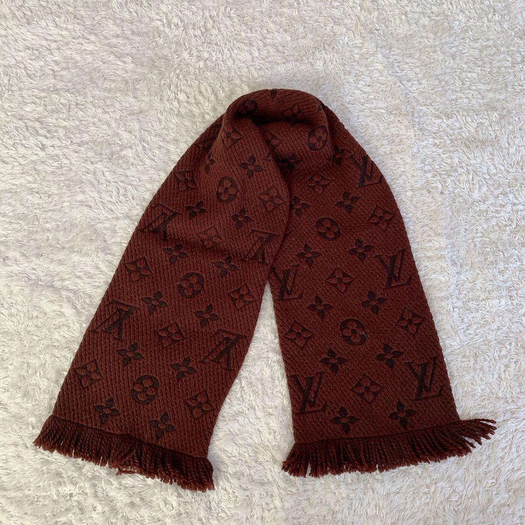 LOUIS VUITTON マフラー エシャルプ ロゴマニア ブラウン