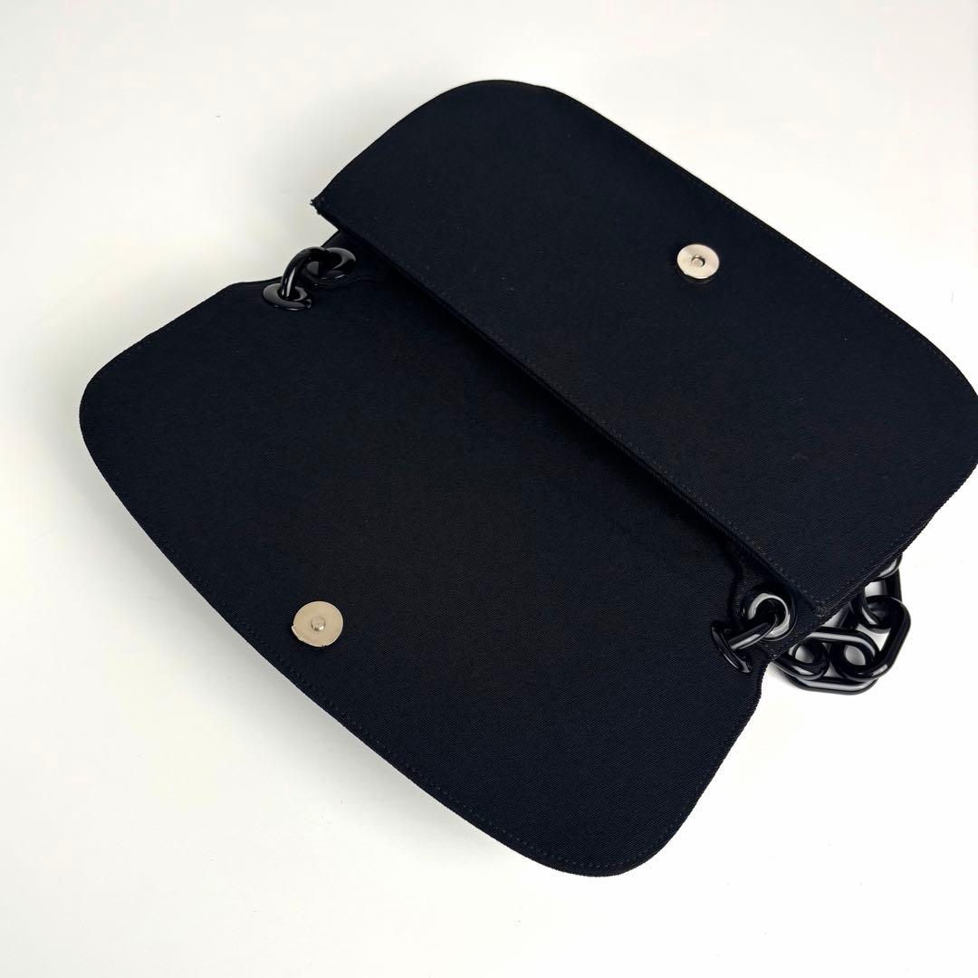 極美品 PRADA プラダ チェーン ショルダーバッグ キャンバス ブラック