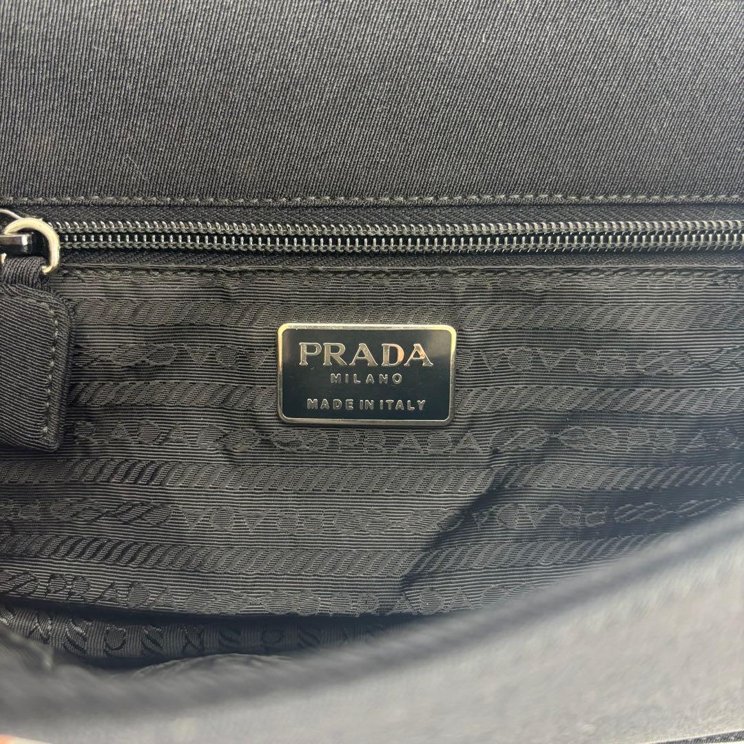 極美品 PRADA プラダ チェーン ショルダーバッグ キャンバス ブラック