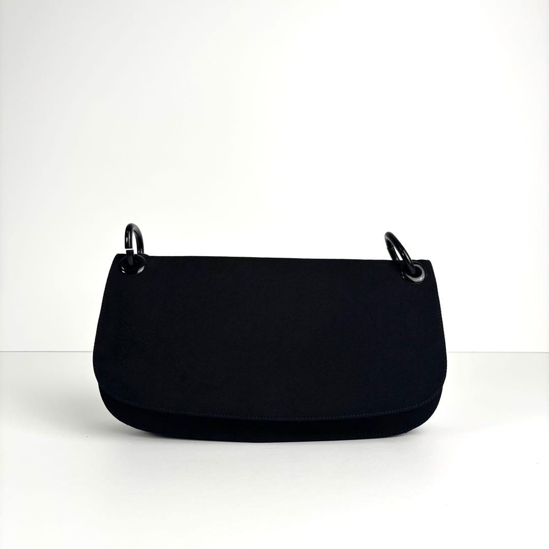 極美品 PRADA プラダ チェーン ショルダーバッグ キャンバス ブラック