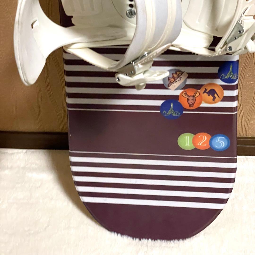 125cm スノーボードビィンディングセット リーシュコード付き