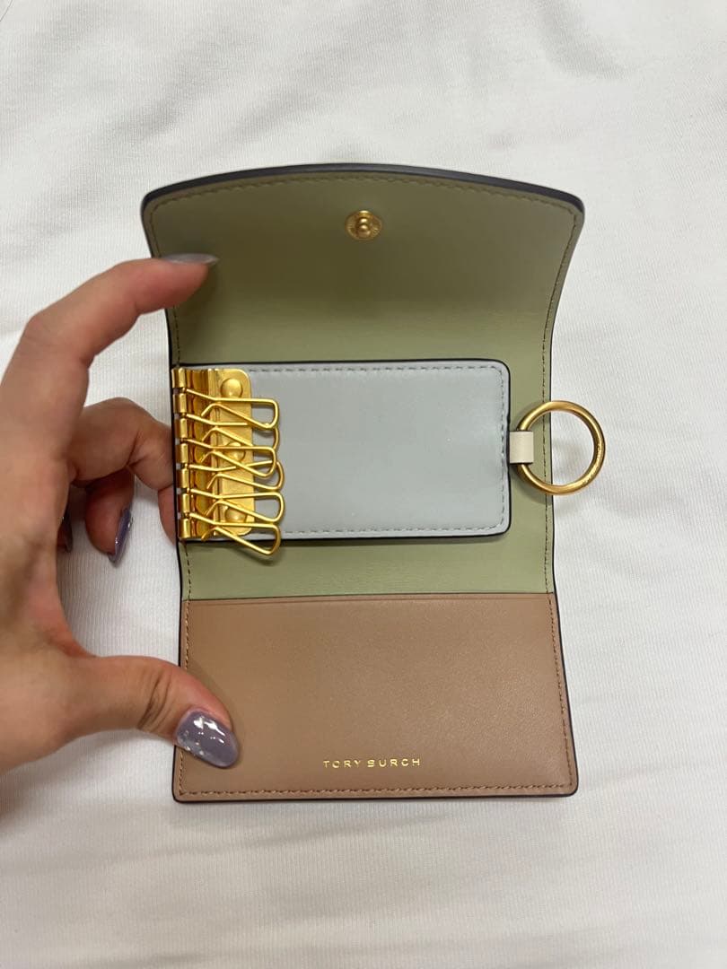 Tory Burch グリーン レザー キーケース