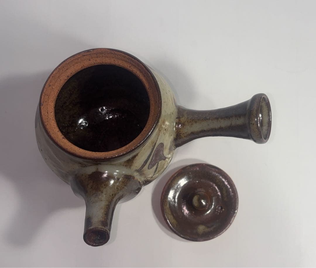 益子焼　人間国宝　島岡達三作　象嵌急須　共箱付