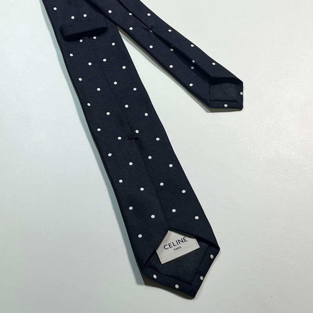 現行✨良品✨ CELINE セリーヌ ネクタイ　ドット柄　ナロータイ