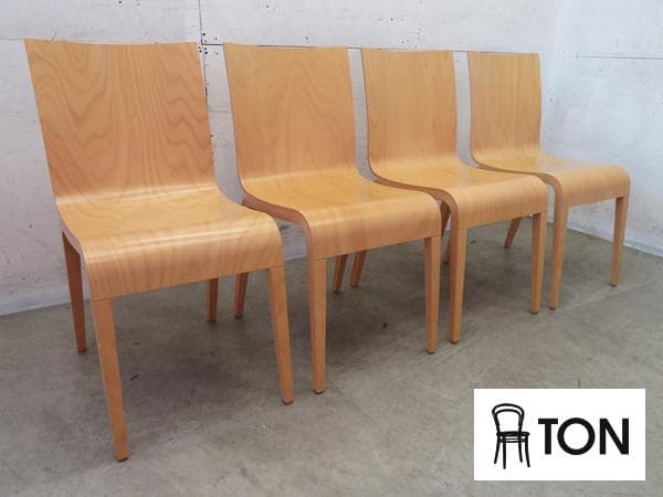 美品■TON■シンプルチェア■ビーチ材■プライウッド■ダイニングチェア6脚セット