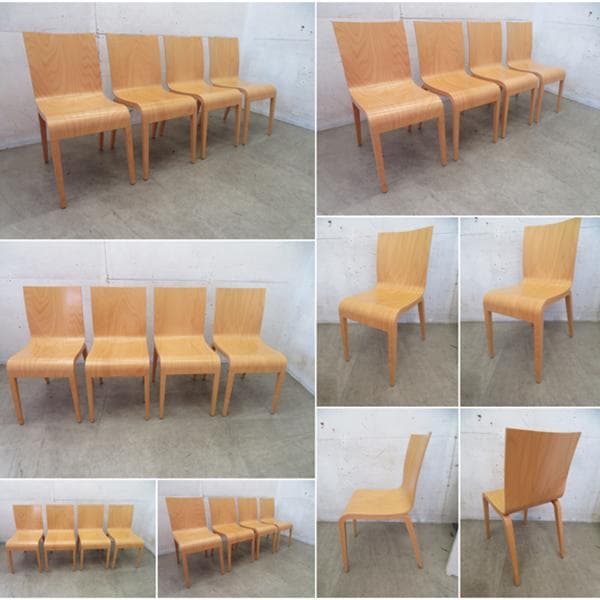 美品■TON■シンプルチェア■ビーチ材■プライウッド■ダイニングチェア6脚セット