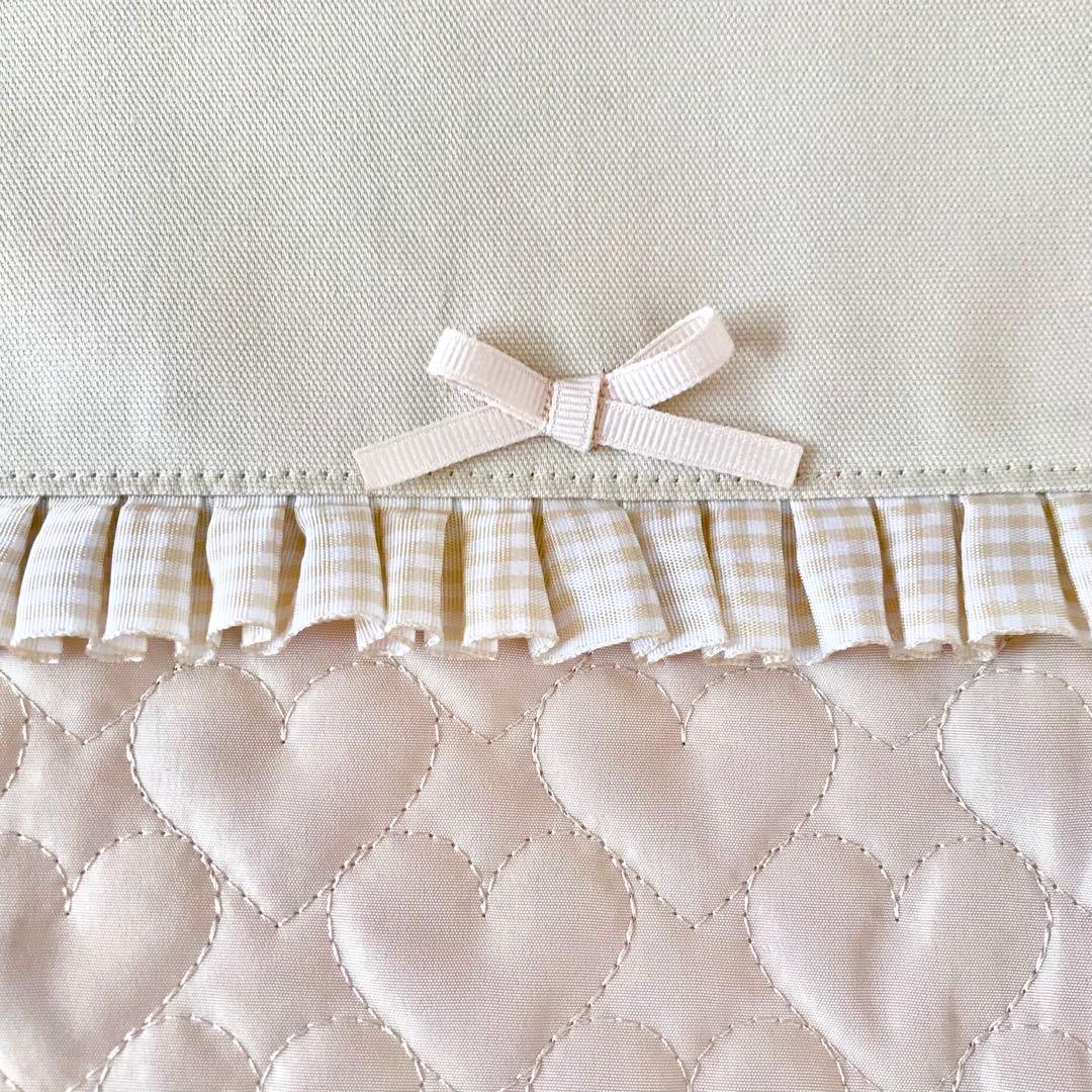 入園入学4点セット ハートキルティング　ライトベージュ　お着替え袋Ｌ