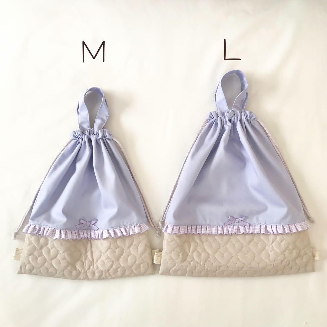 入園入学4点セット ハートキルティング　ライトベージュ　お着替え袋Ｌ