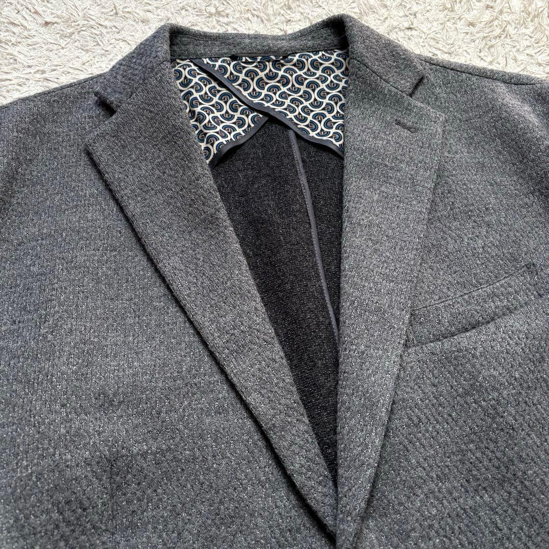 ★美品 3L★ G-stage ニット テーラード ジャケット 2B グレー