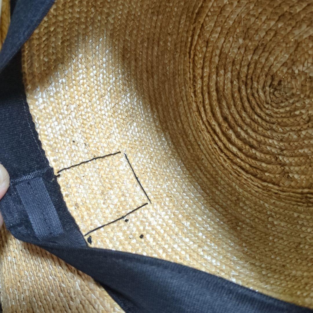ベージュ ストロー ボートハット リボン付き