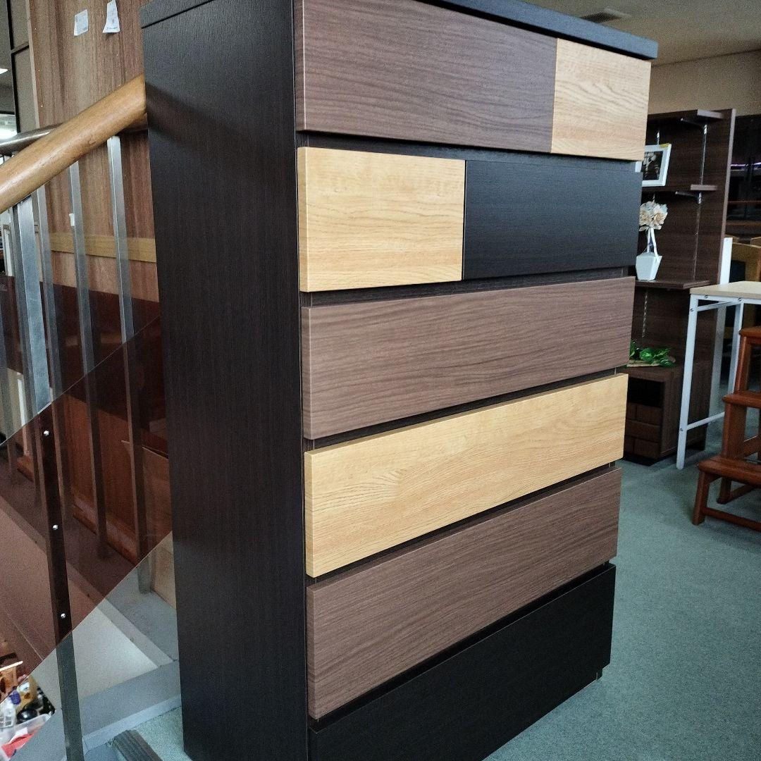 y【美品】ニトリ　ハイチェスト（カレナ80HC DBR）木目調家具