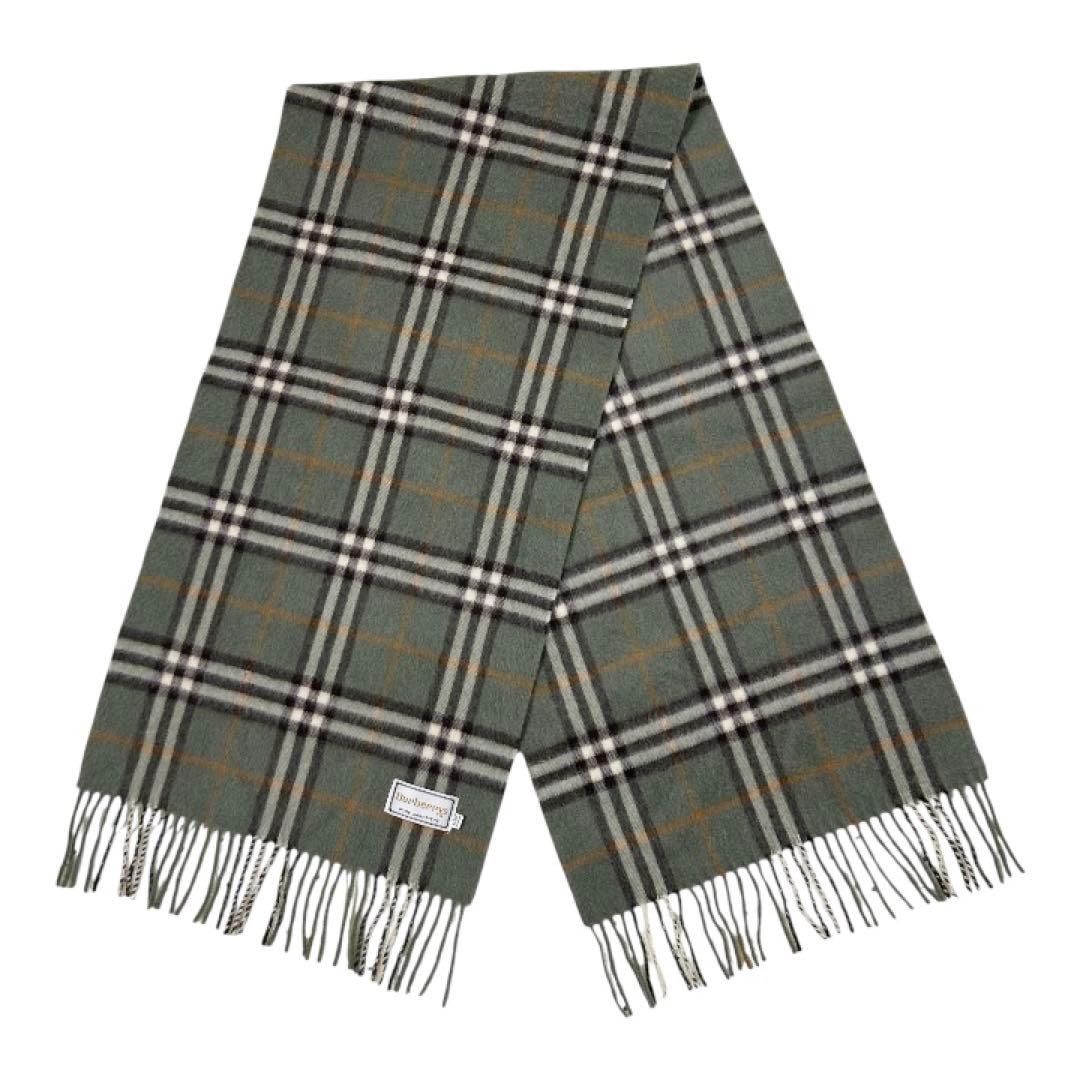 【美品】Burberrys バーバリー マフラー　カシミヤ カーキ　オリーブ