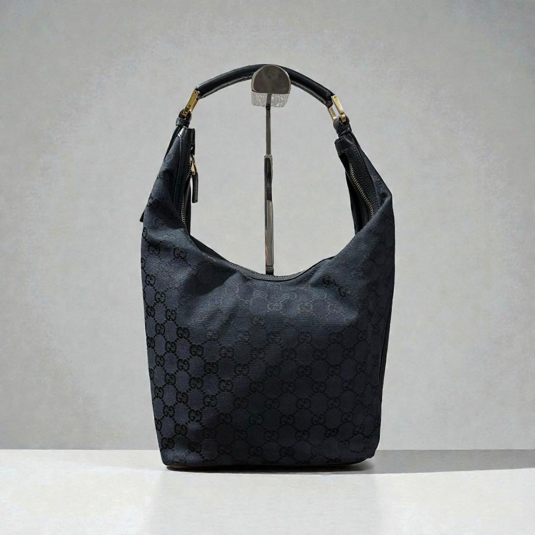 グッチ GGキャンバス ワンショルダー 2way ハンドバッグ レザーハンドル