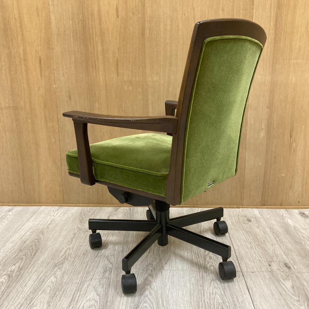 【マルニ】アームデスクチェア　オフィスチェア　椅子　地中海　モケットグリーン