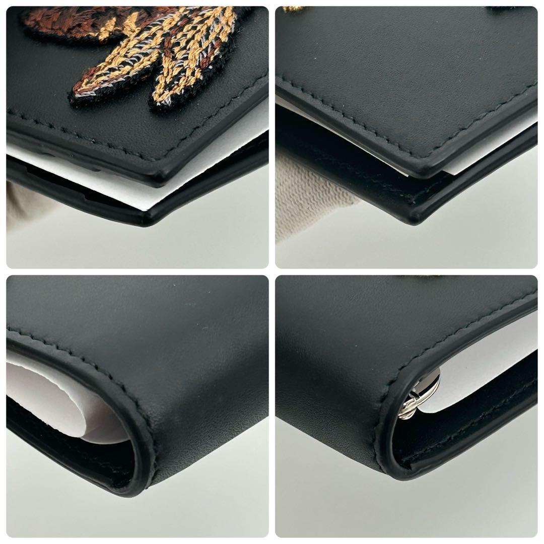 希少/未使用✨グッチ マネークリップ アニマリエ ビー 刺繍 レザー 黒